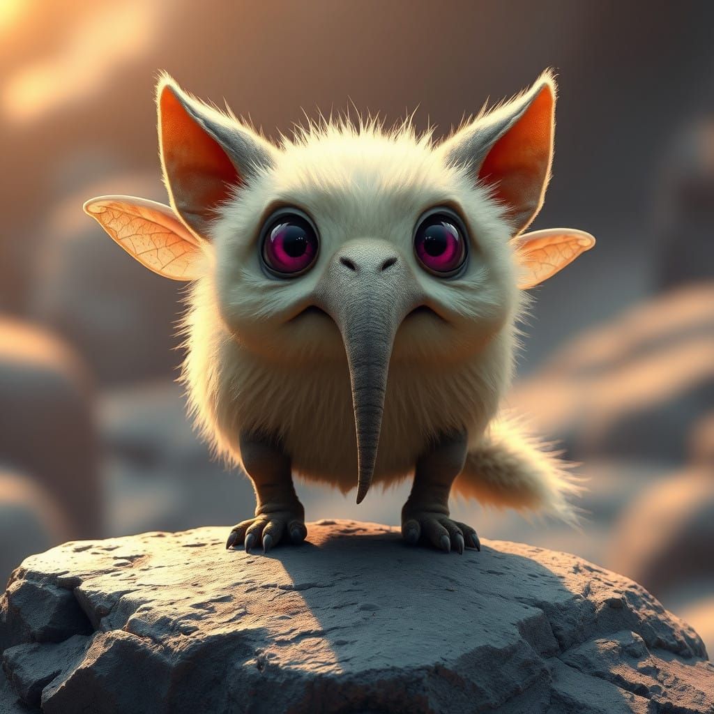 Whimsical Fantasy Creature with Bee Wings and Triadic Colors