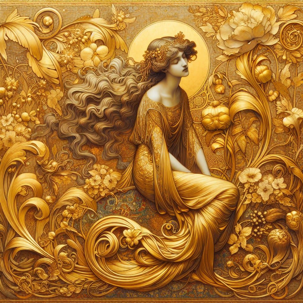 Middle-Eastern Woman in Art Nouveau Oil Painting