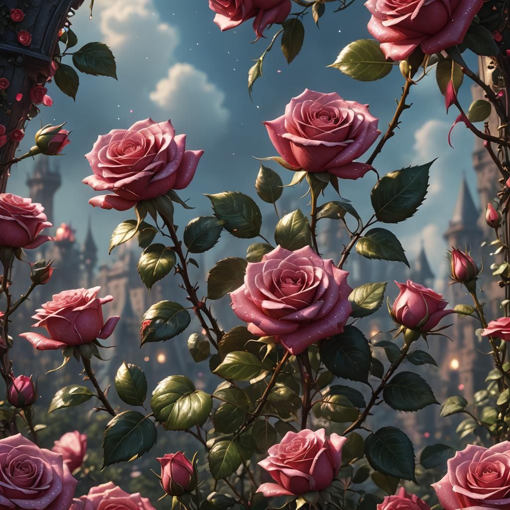 Cute and Sparkling Rose: Digital Matte Painting