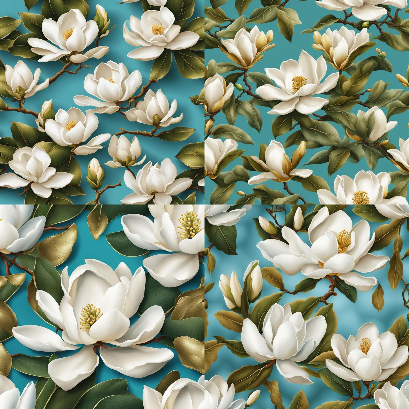 Hyperrealistic White Magnolia Flowers in Dramatic Lighting