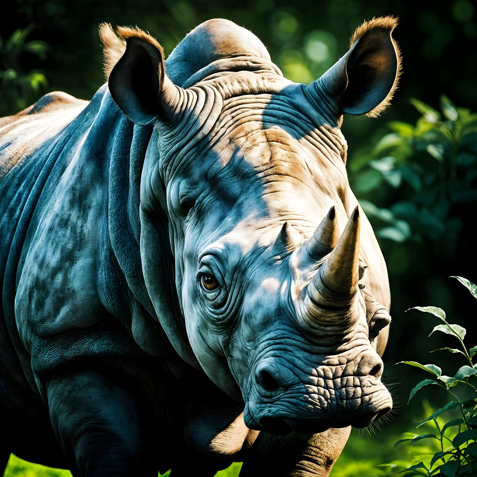 Rhino in Hyper Detailed Photorealistic Art