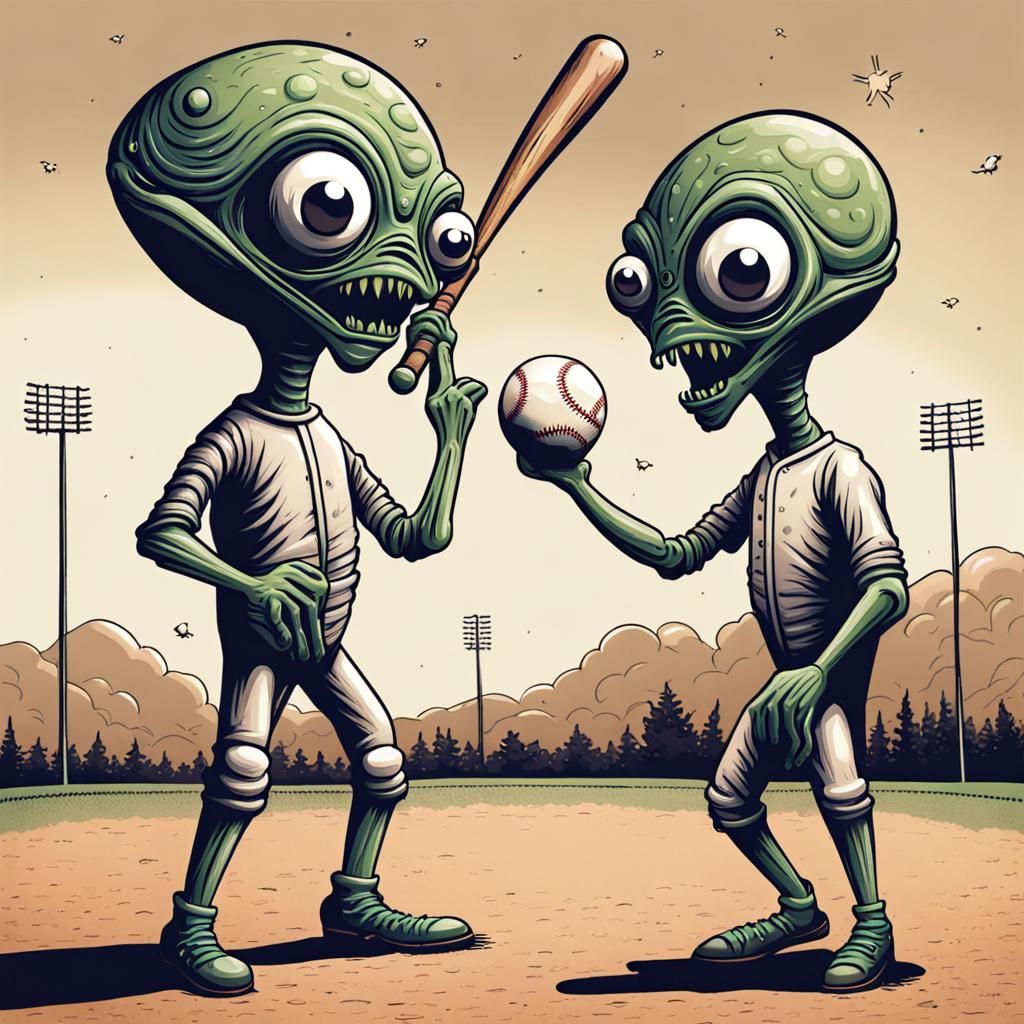 Bizarre Aliens Playing Baseball