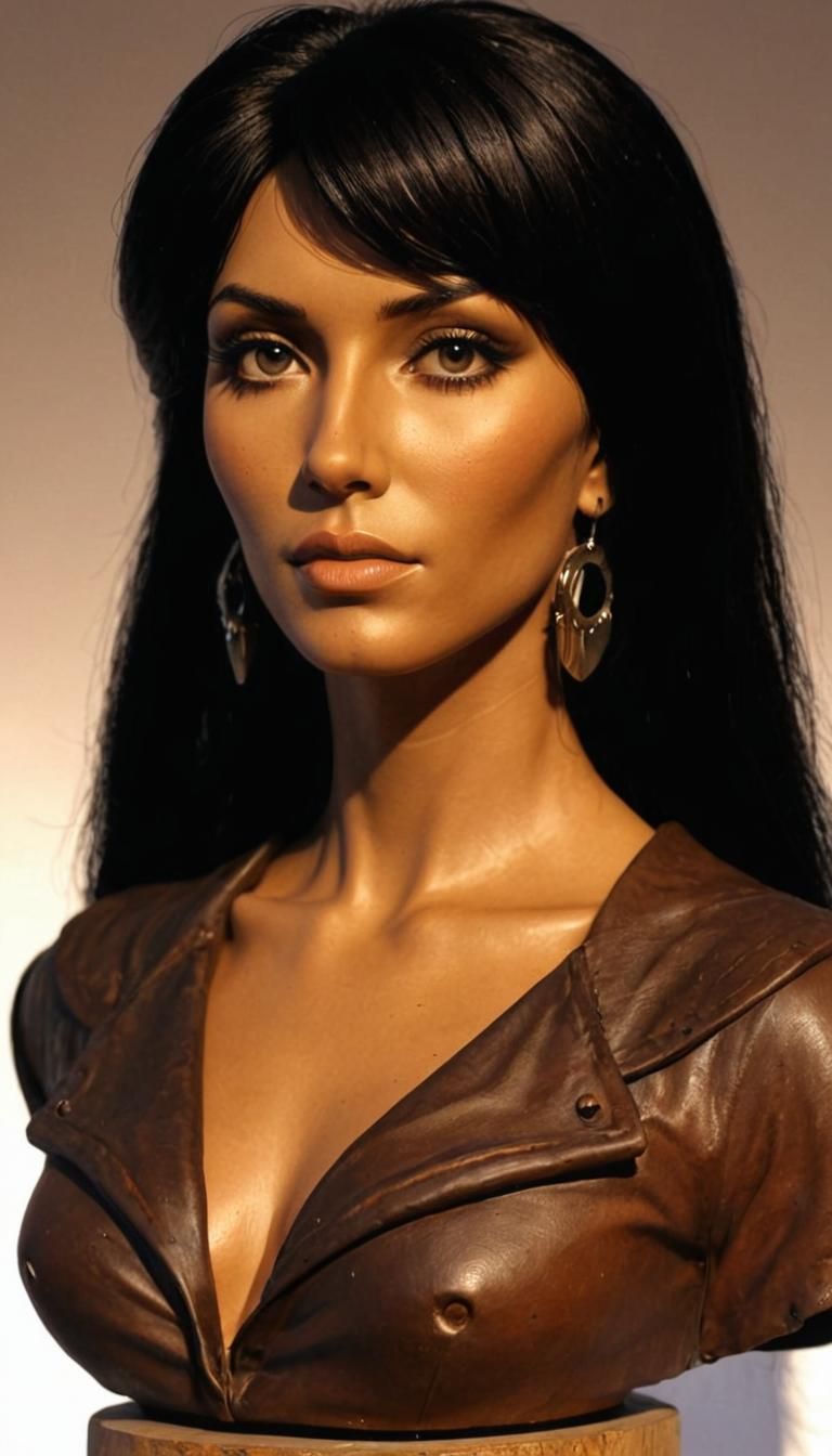 Ochre 3D Sculpture of a South American Cowgirl