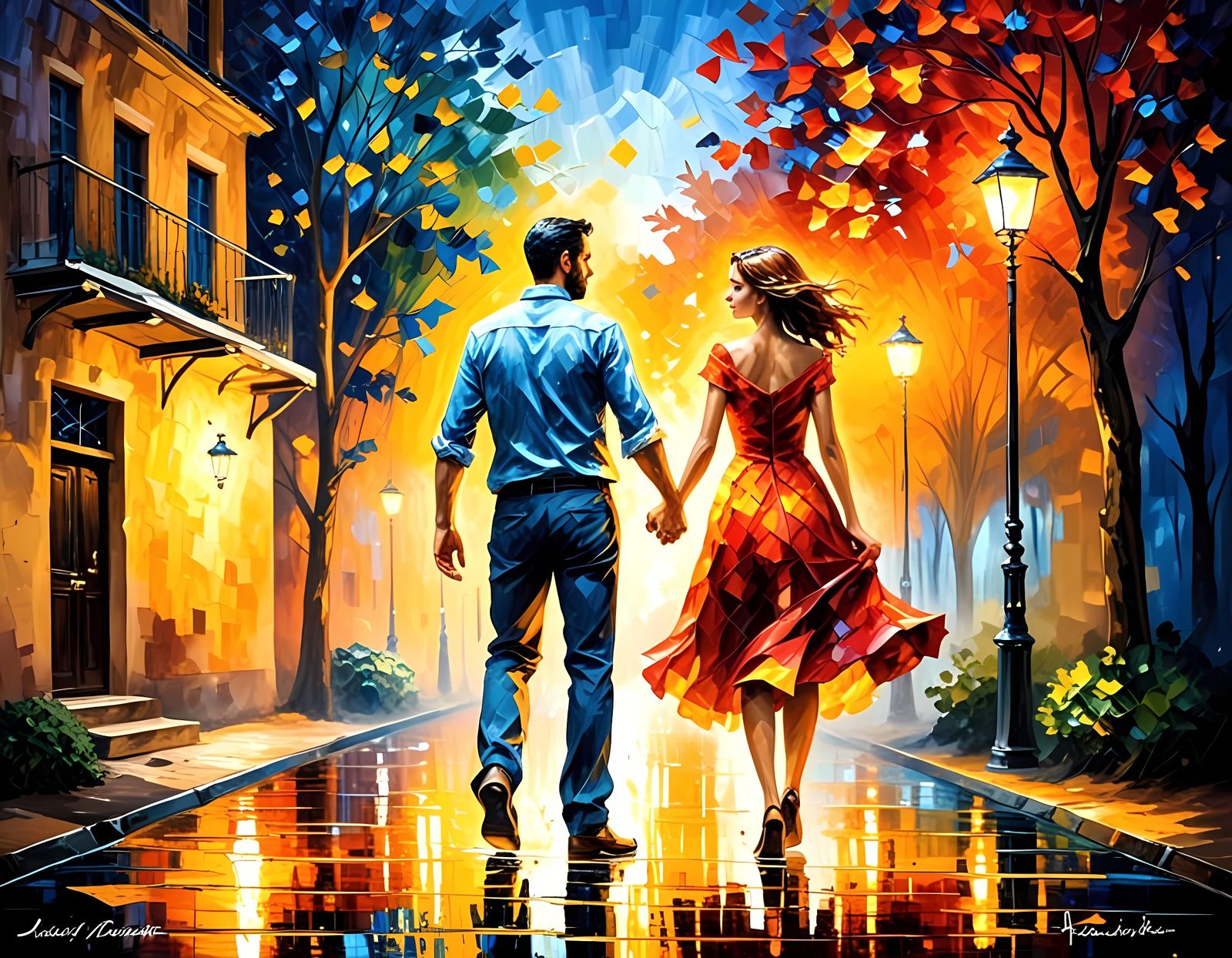 Vibrant Neo-Impressionist Exploration of Time and Memory