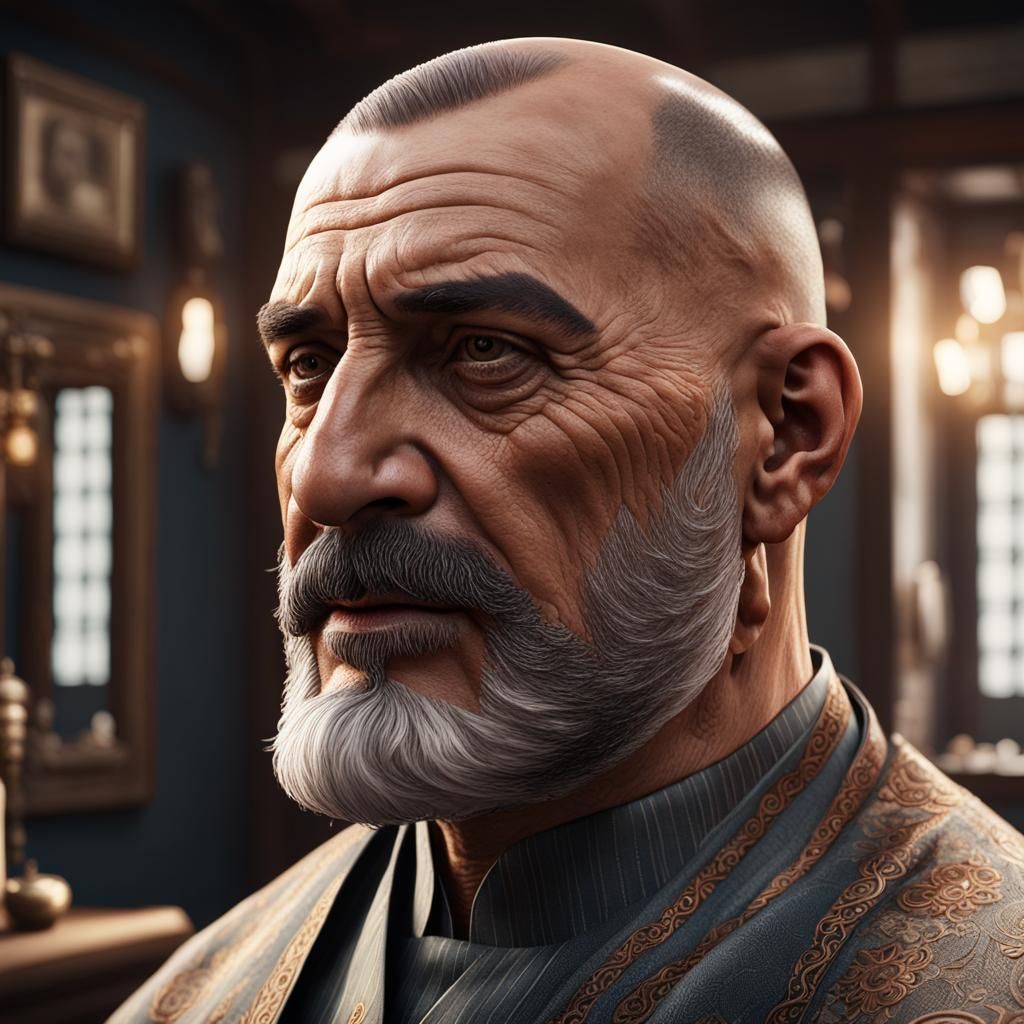 Mature Man Enjoying Turkish Barber Experience in 3D