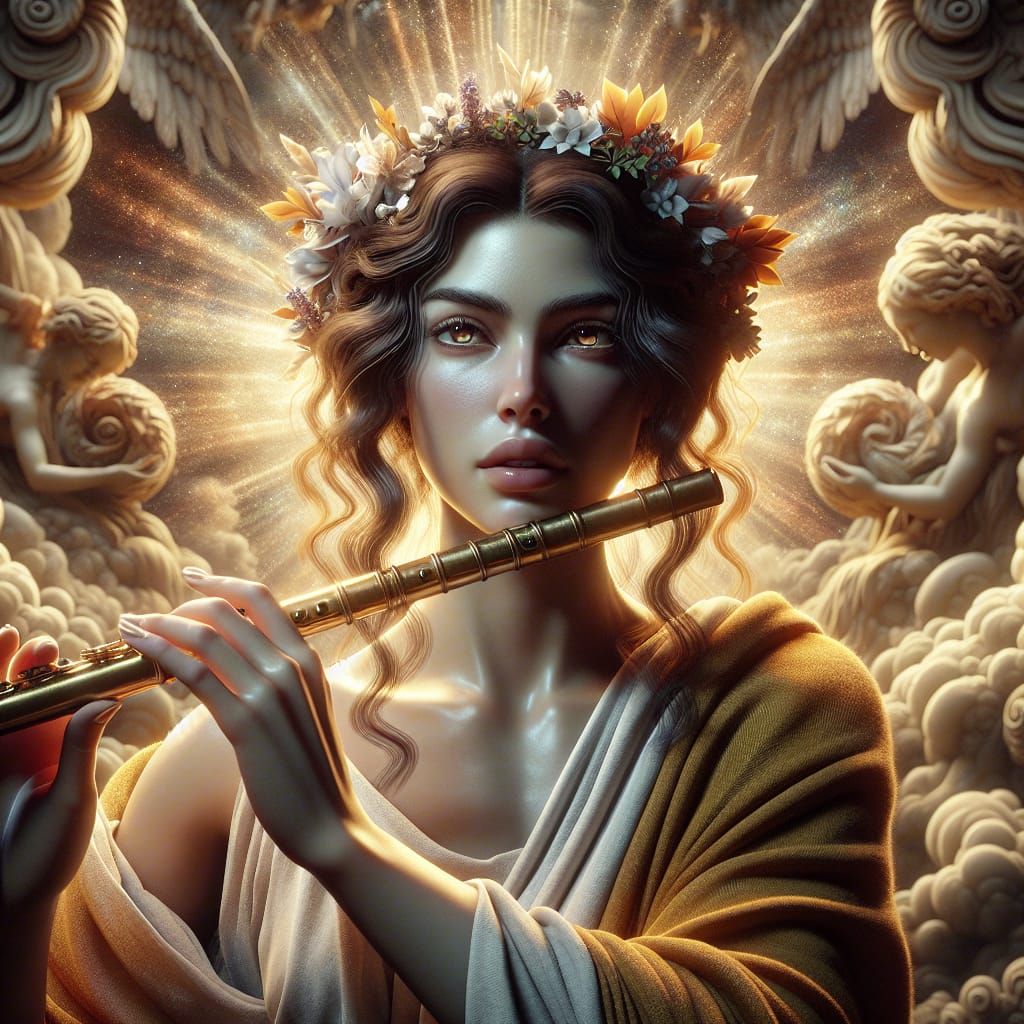 Euterpe: Goddess of Music in Art Nouveau Style