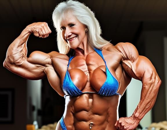 Muscular Grandma Flexing Bicep