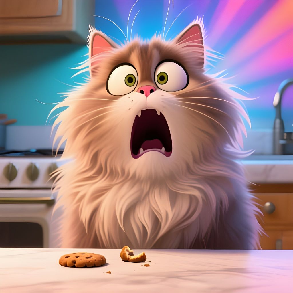 Comical Horror Cat's Silent Scream in Kitchen