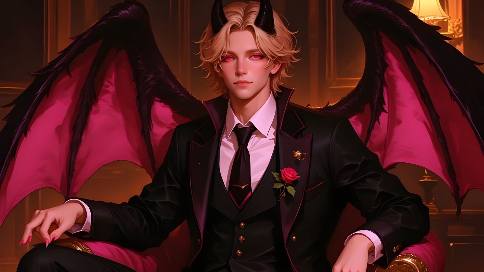 Confident Demon in Formal Attire