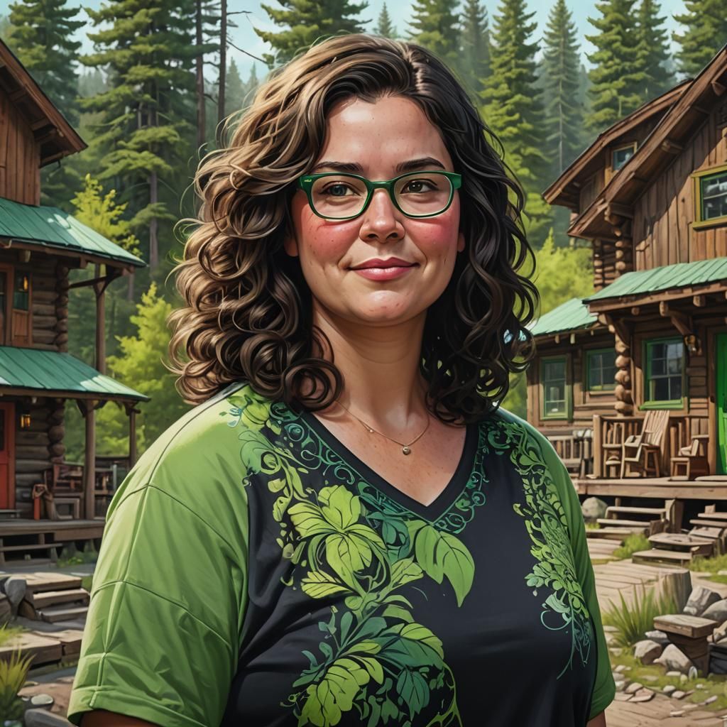 Hyperrealistic Portrait of Woman with Neon Glasses