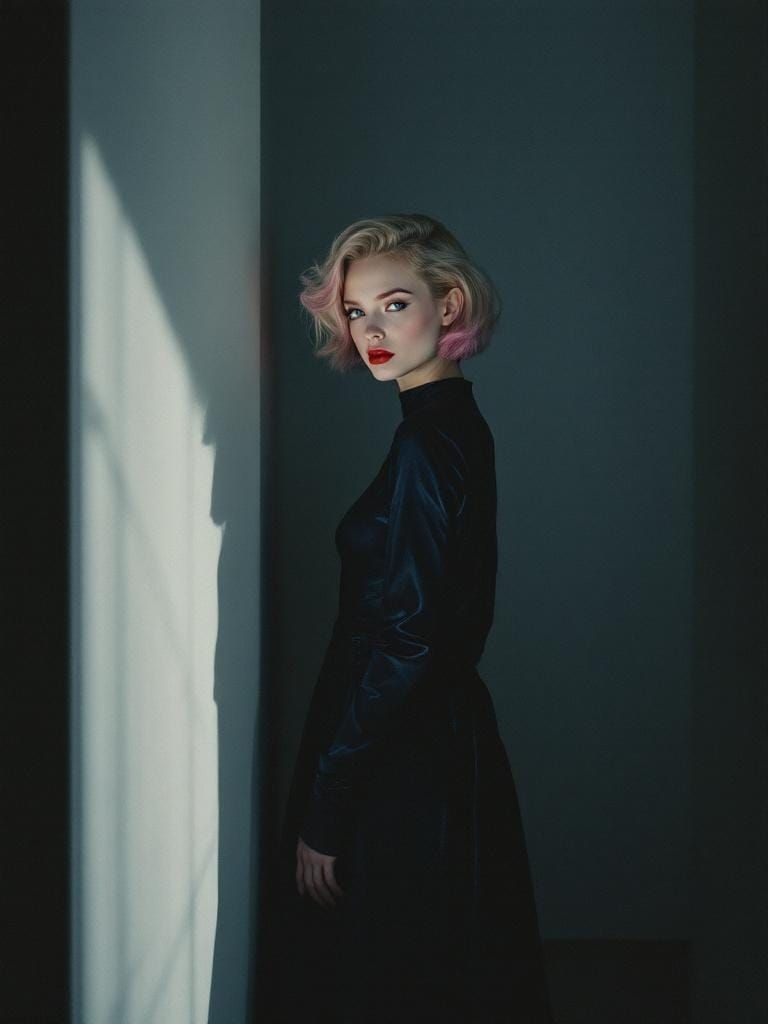 Blonde Pin-Up in Hopper and Hammershøi Style