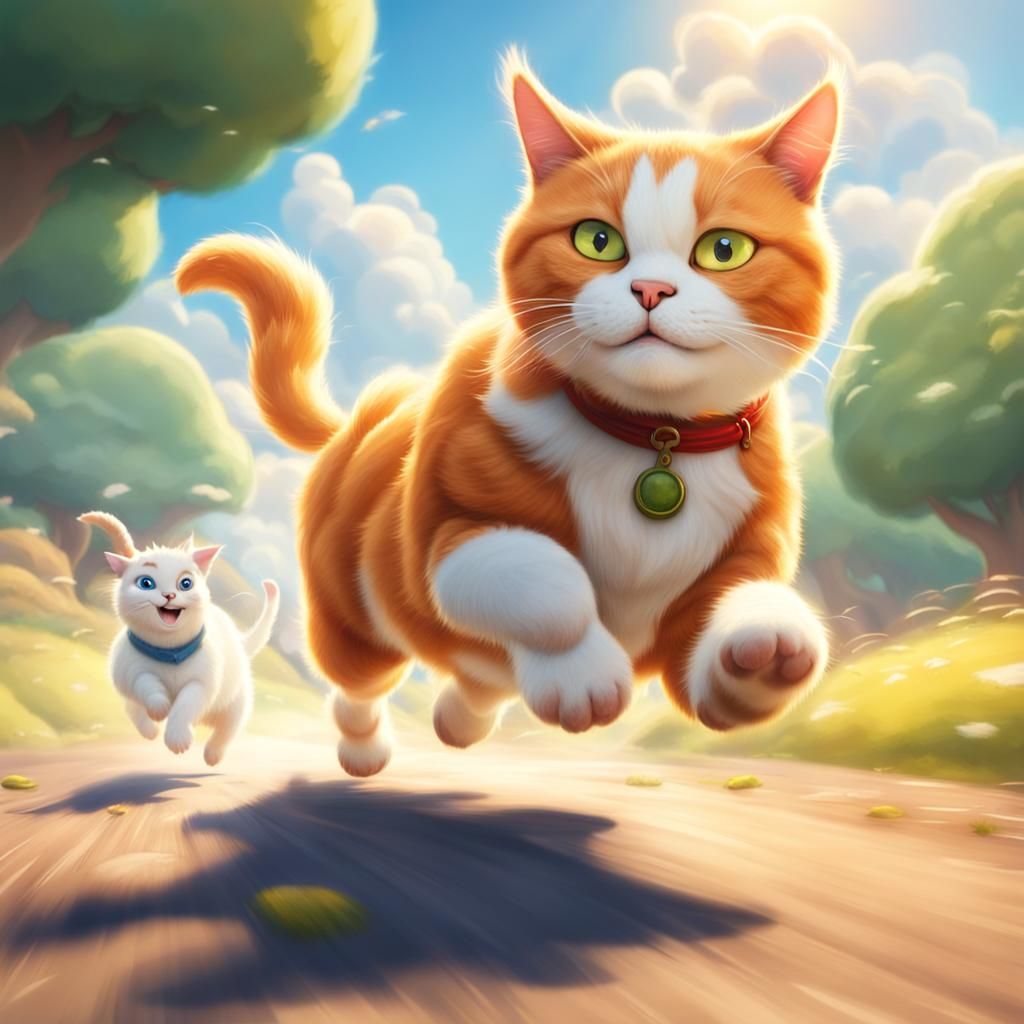 Ginger Cat and Goat Chase, Pixar Style