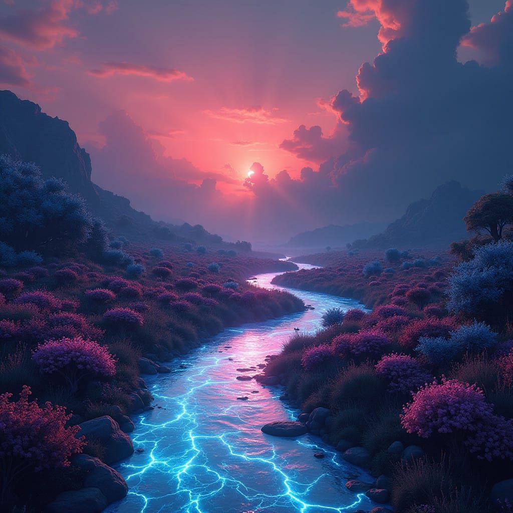 Surreal Fantasy Landscape in Dreamlike Worlds Style
