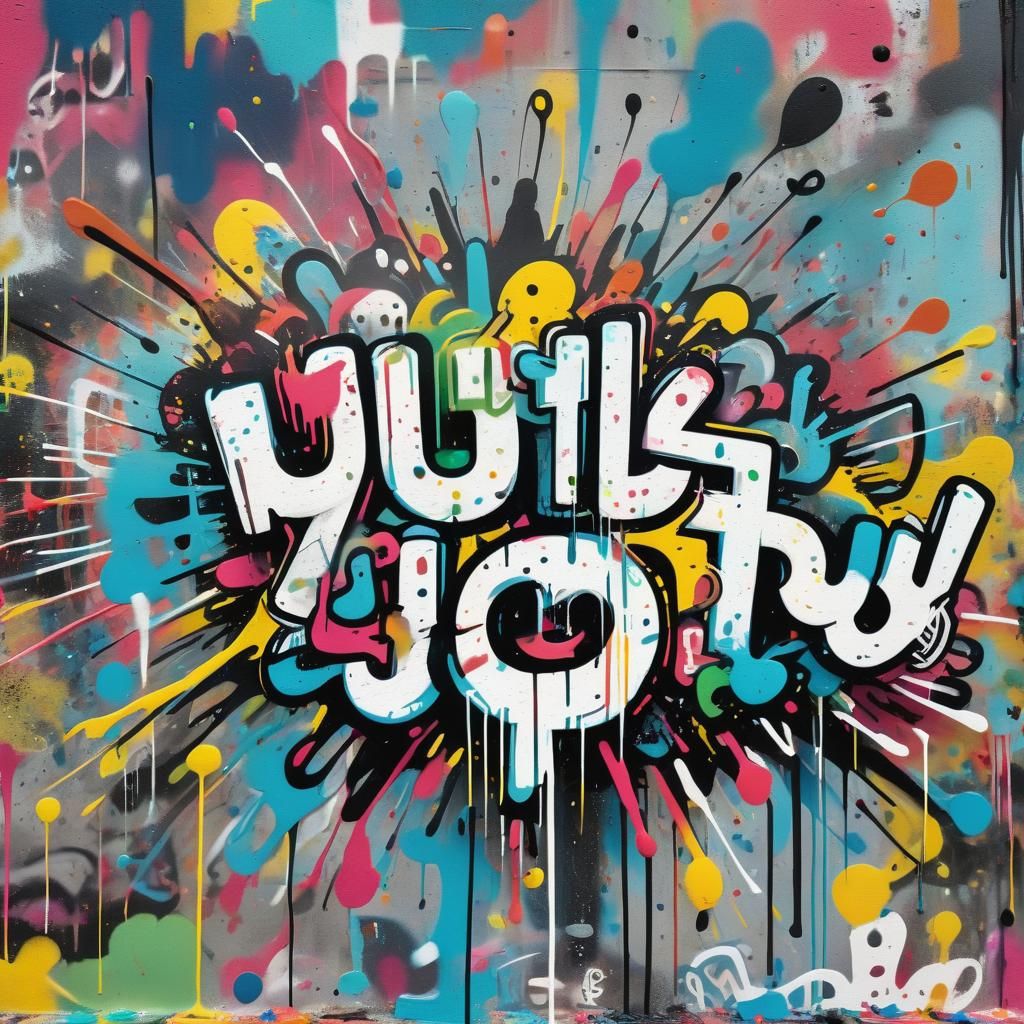 Vibrant Graffiti Wall Art in Abstract Expressionism Style