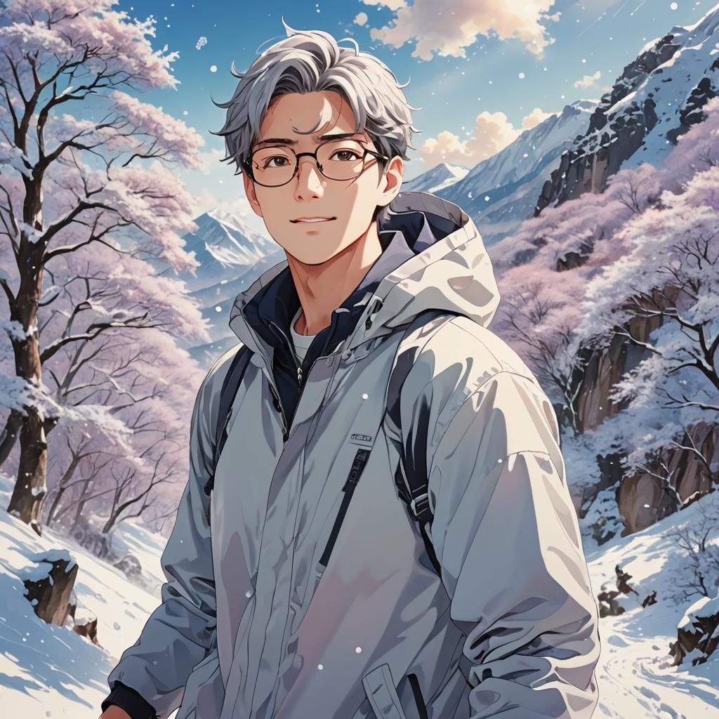 Anime Style Mountain Rescue in Winter Wonderland