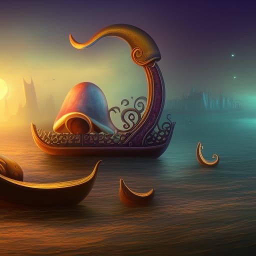 Mushroom Fantasy: Crescent Moon Boat on Artstation