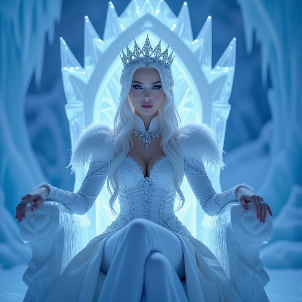 Majestic Ice Queen on an Icy Throne