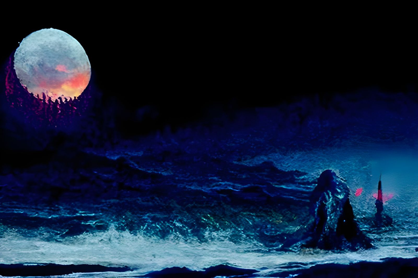 Ethereal Ocean Moon in Sinister Fantasy Style
