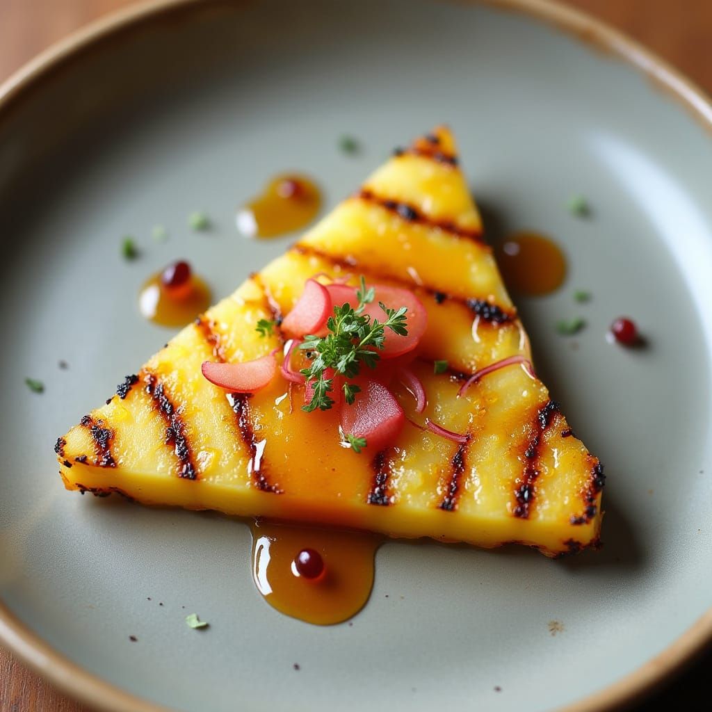 Grilled Pineapple with Ginger-Chili Glaze and Radish