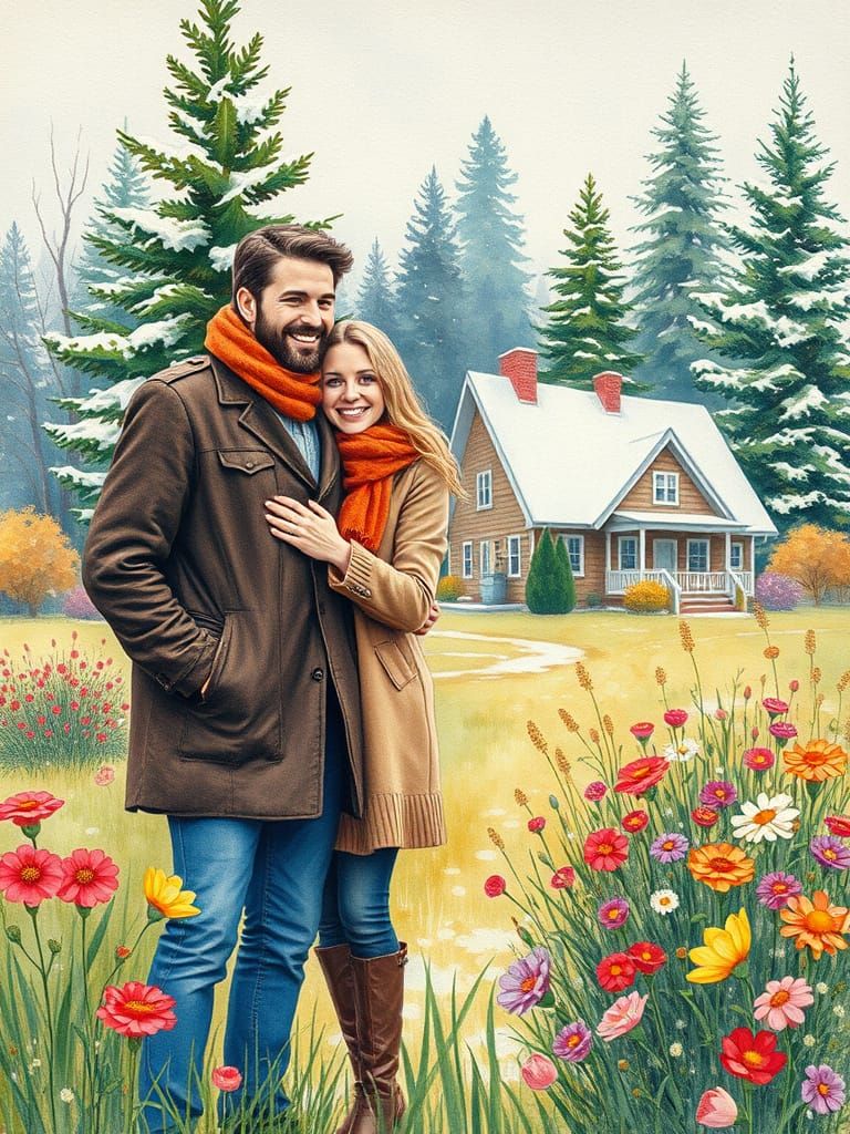 Winter Garden Idyll in Vincent Van Gogh Style