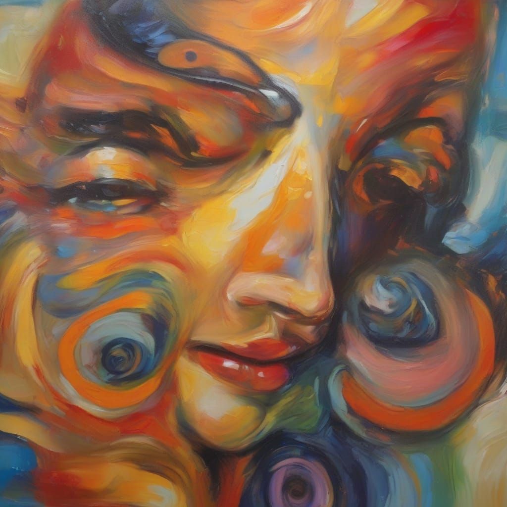 Dizzy Person in Surreal Oil Painting