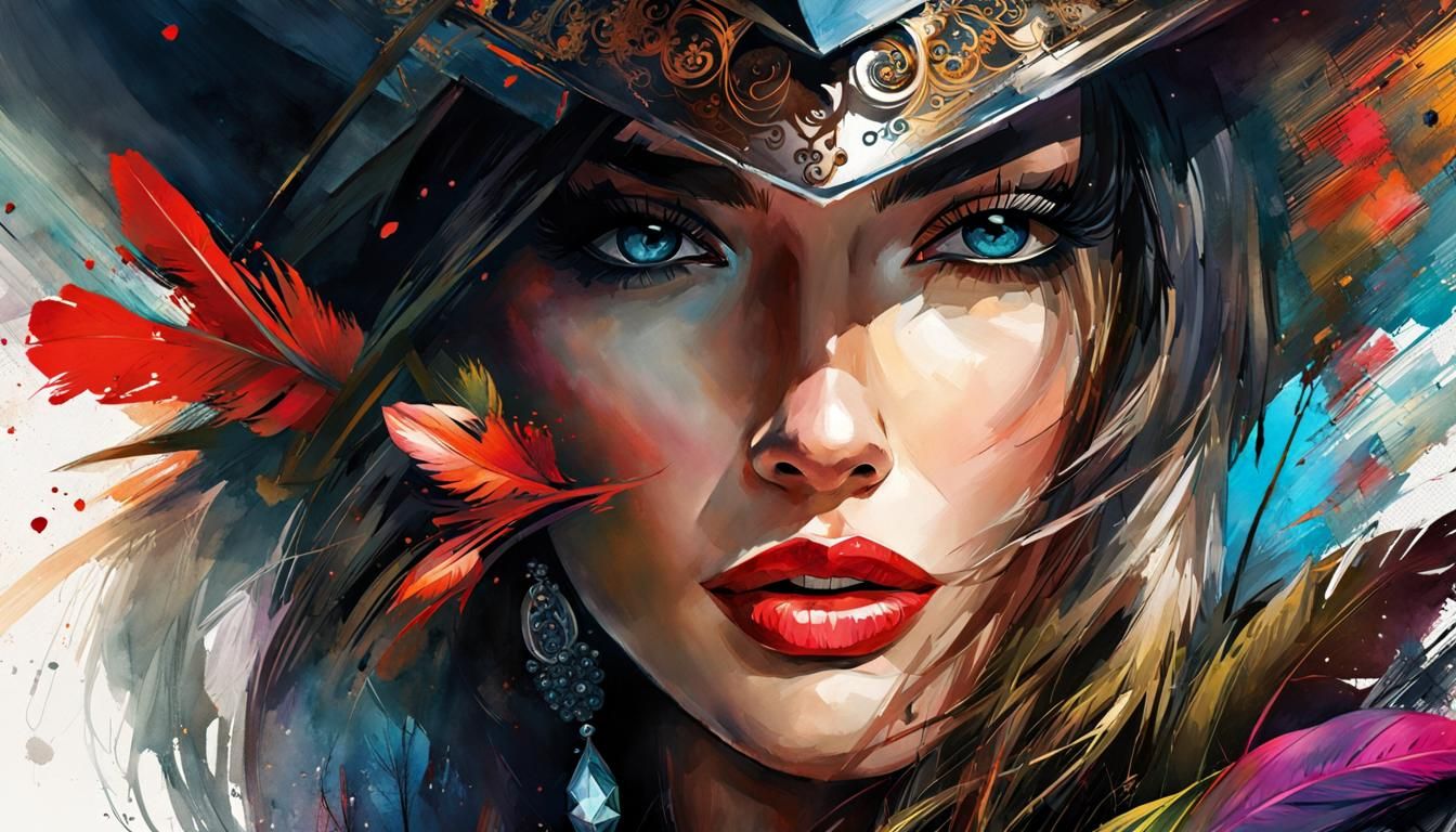 Fire and Ice Sorceress Portrait in Hyperrealistic Style