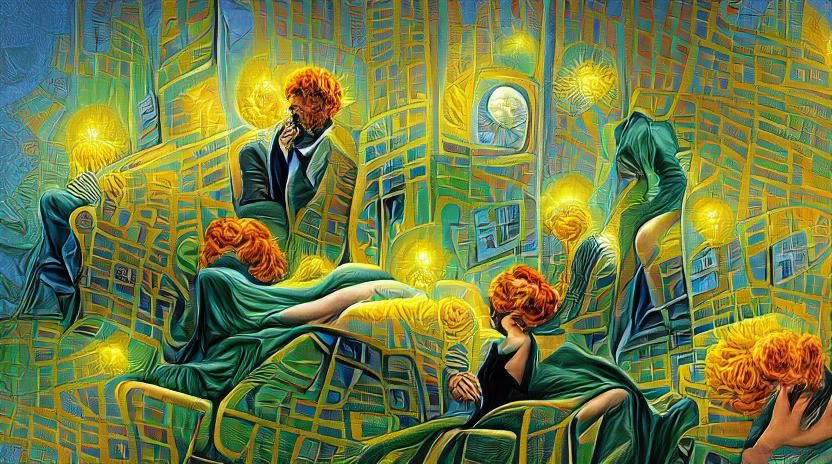 Emotional Turmoil: Hyperrealistic Art Deco Rendering