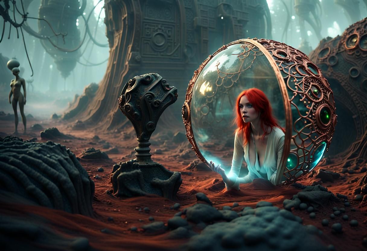 Redhead Meets Alien in Surreal Toxic Zone