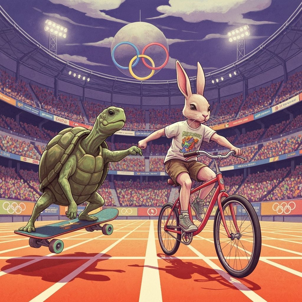 Animals Race in Olympic Stadium, Digital Art