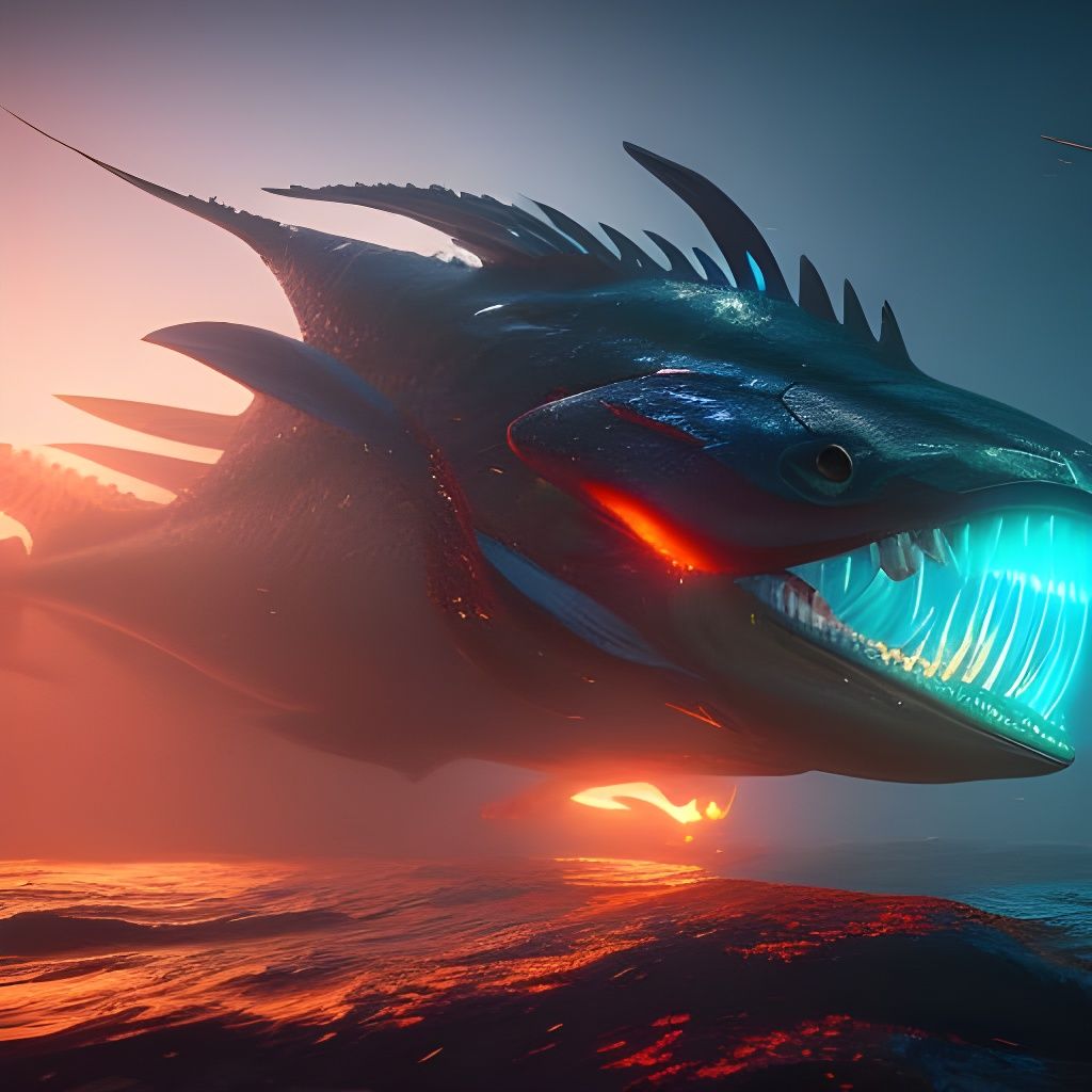 Underwater Mythical Leviathan in Deep Color