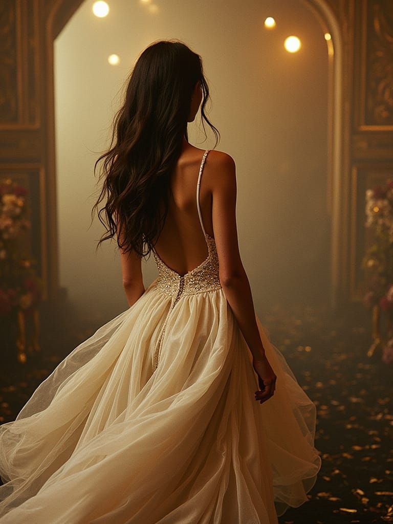 Sultry Evening Gown Revealed in Moody, High-Fashion Style