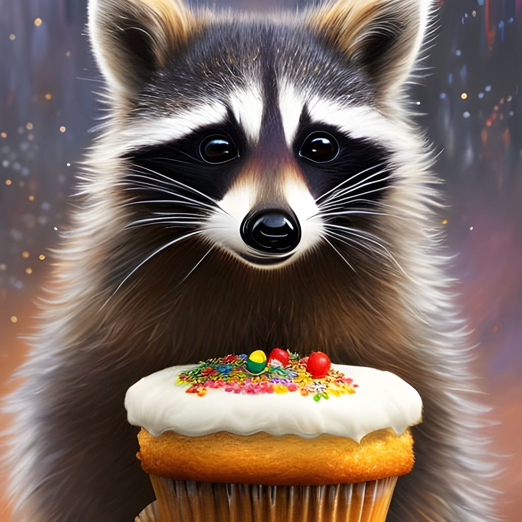Whimsical Fantasy Raccoon Cupcake
