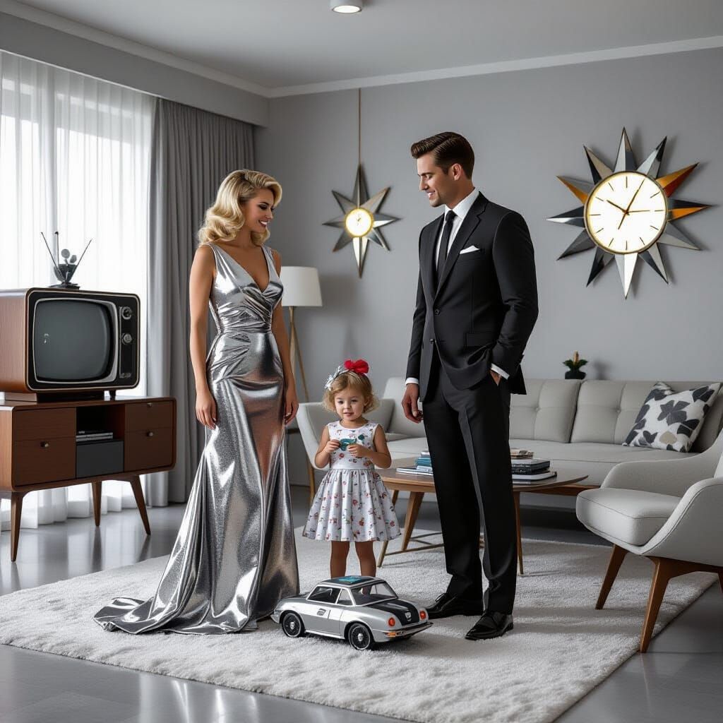 Futuristic Family in Mid-Century Modern Home