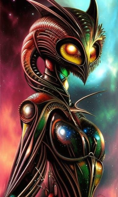 Three-Eyed Alien Supermodel in Inkpunk Style