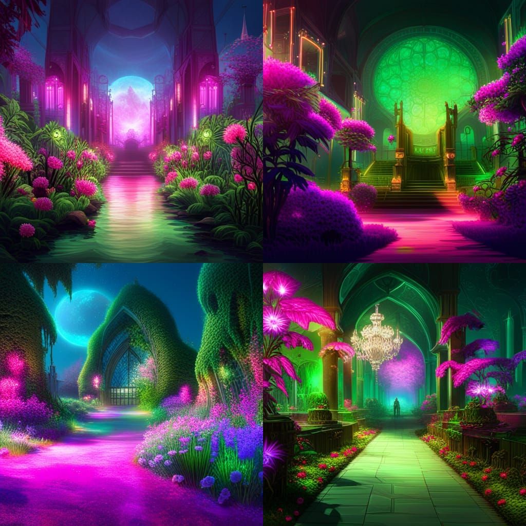 Aetherpunk Secret Flower Garden in Neon