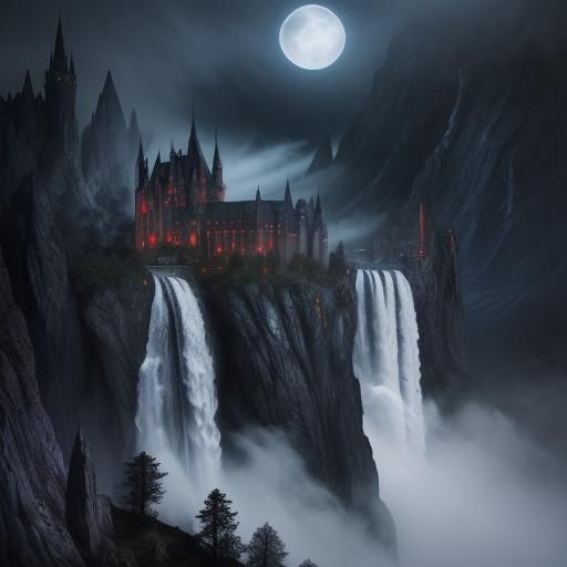 Chibi Dracula in Gothic Palace Double Exposure