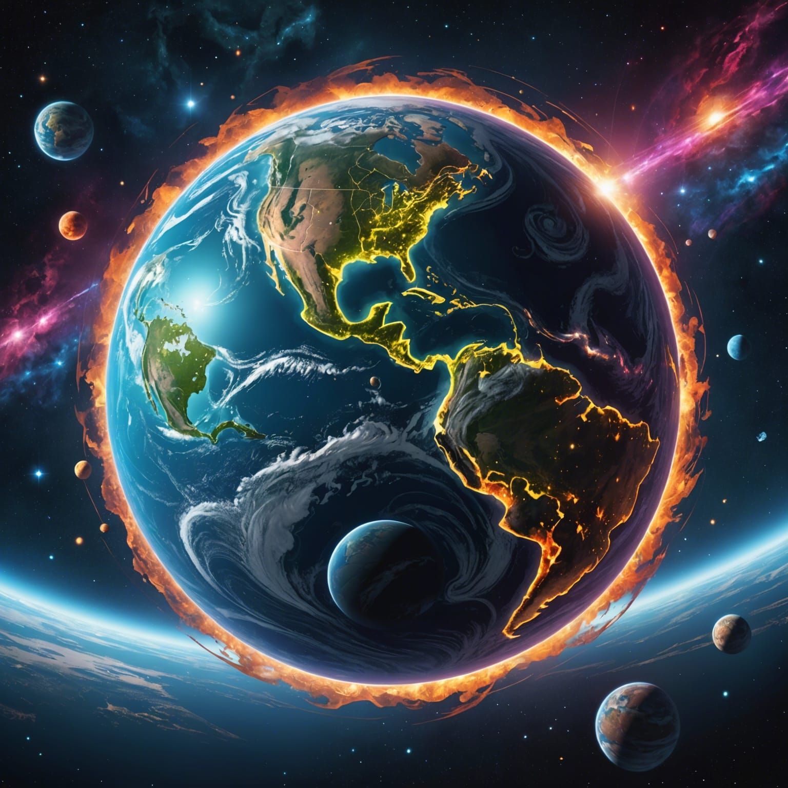 Earth Races Through Space: Holographic Cosmic Art