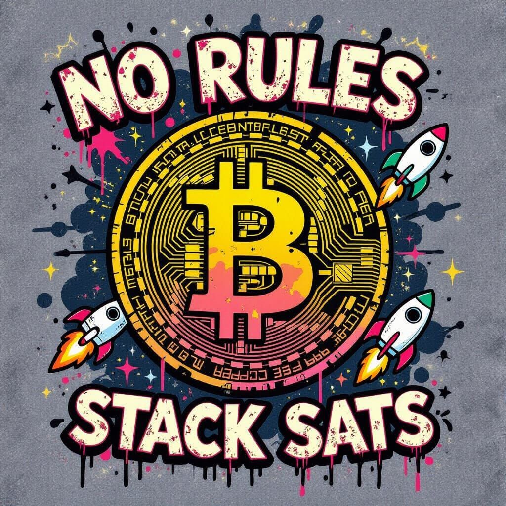 Bitcoin Graffiti Art T-Shirt Design with Muted Neon Accents