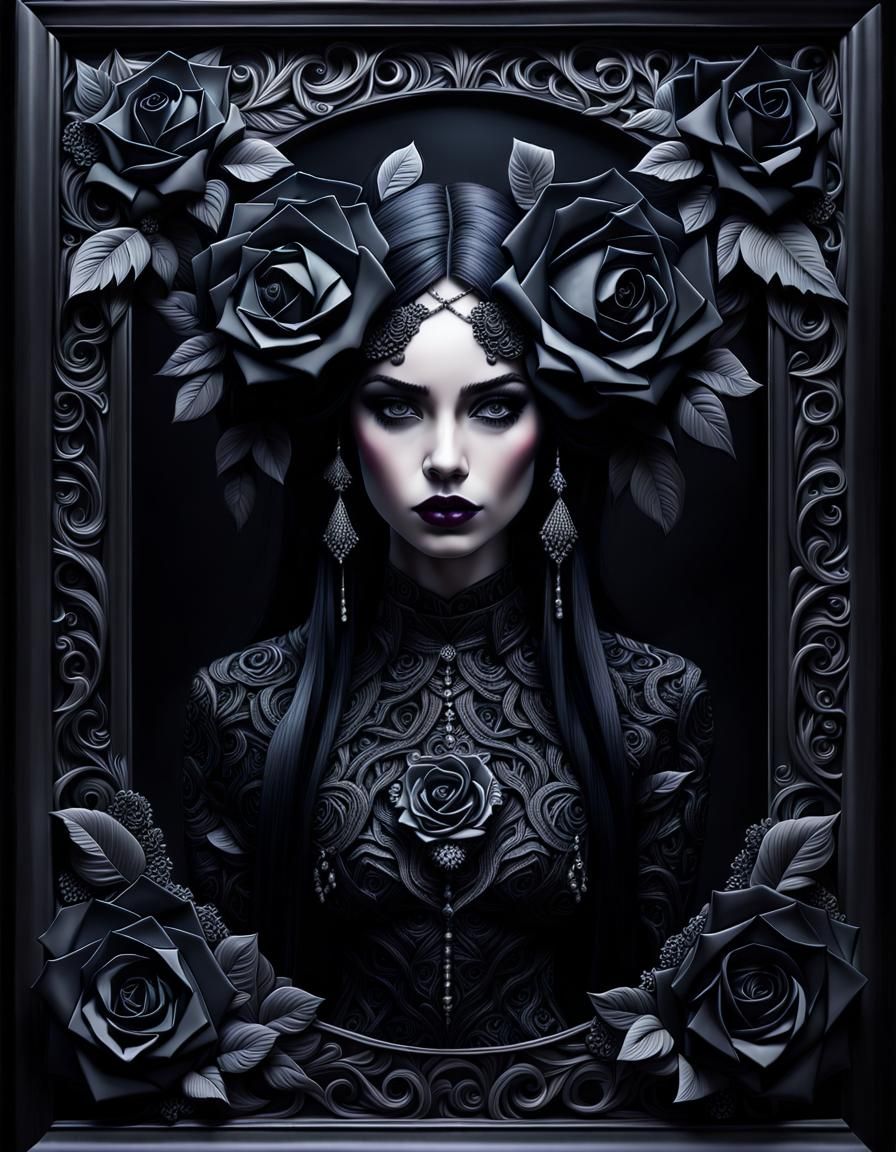 black roses goth beauty