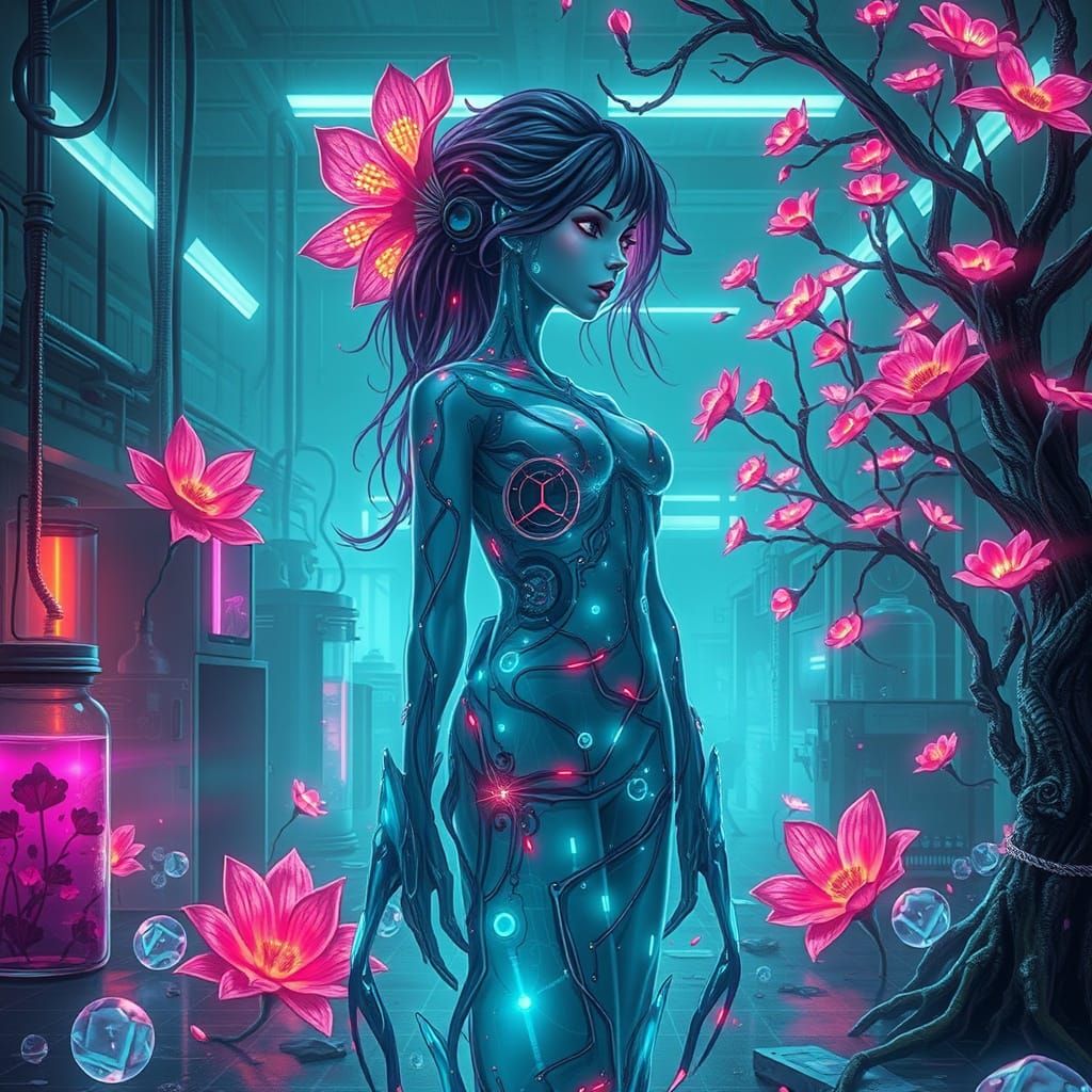 Cyberpunk Goddess Emerges from Abandoned Lab