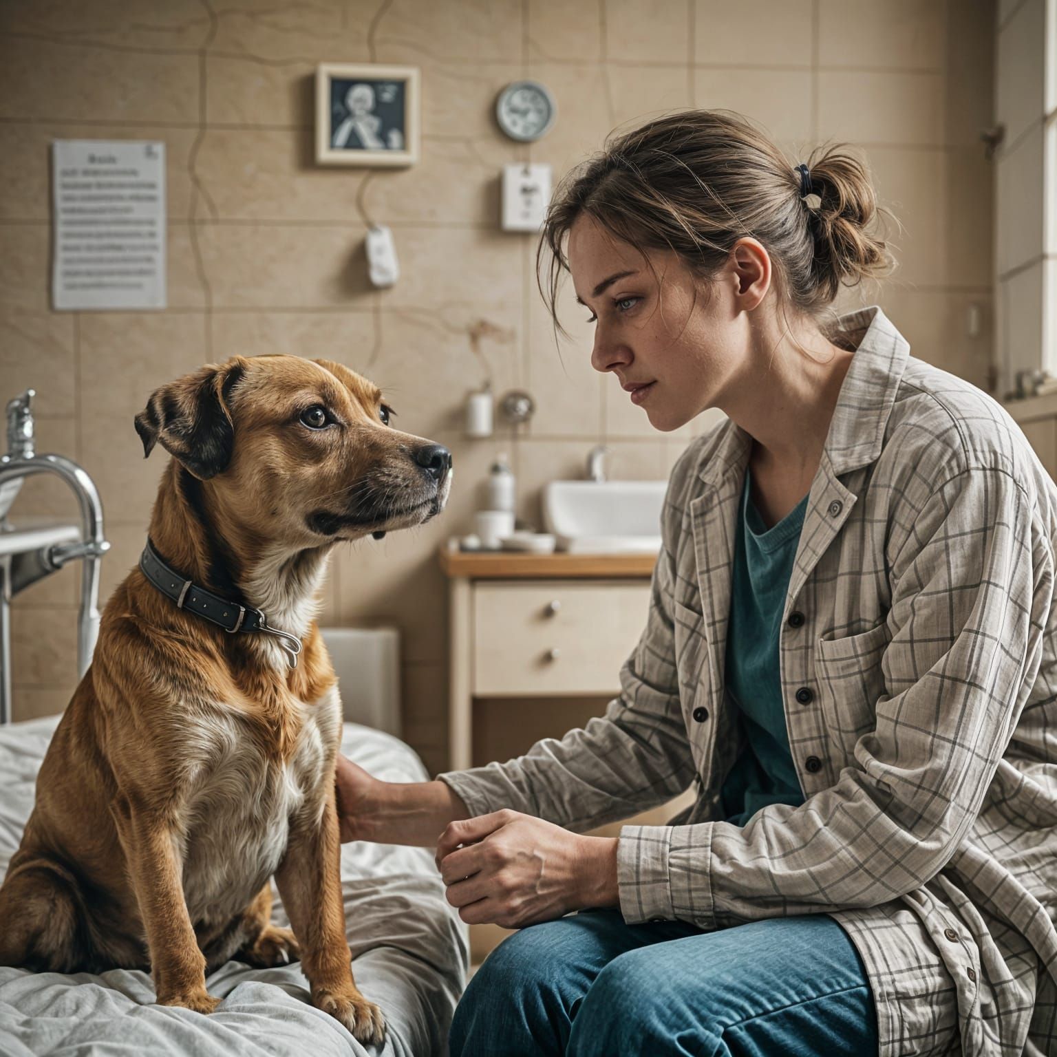 Therapy Dog Comforts Patient in Hospital Visit
