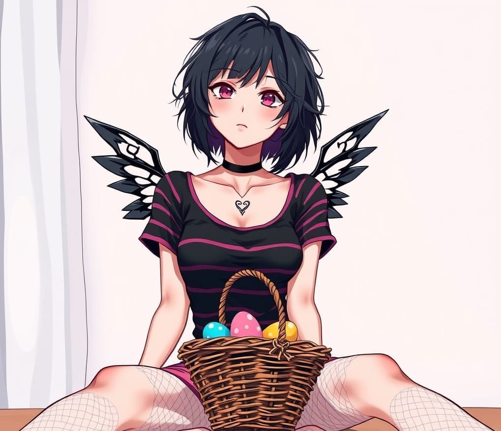 Gothic Anime Girl with Easter Eggs