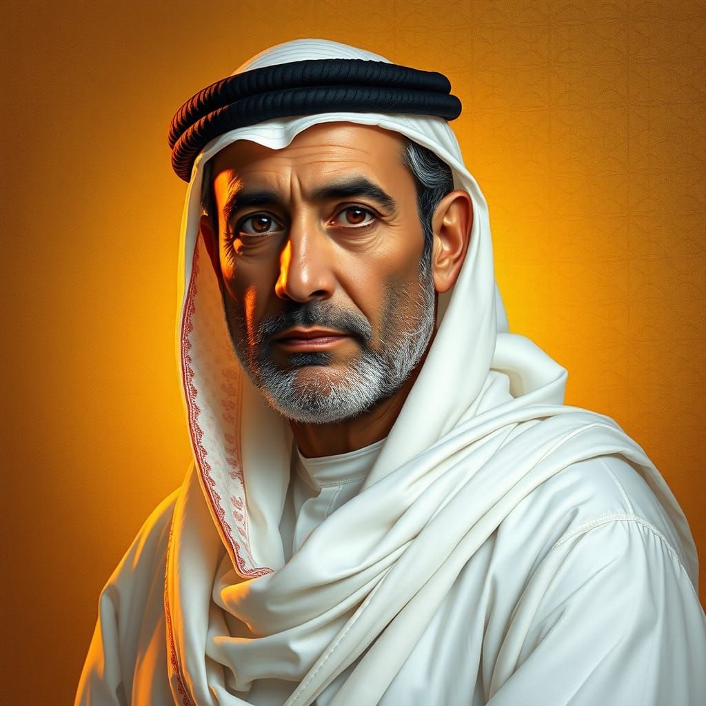 Contemplative Man in Traditional Middle Eastern Attire