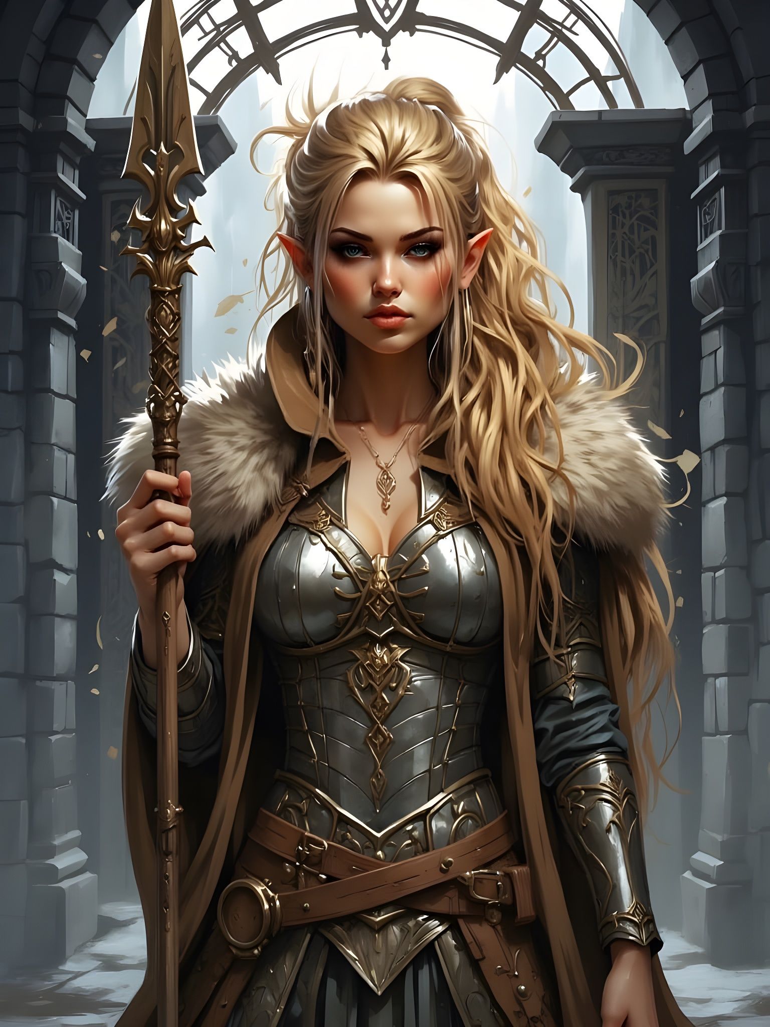 Norse Goddess Guardian in Chain Mail and Fur