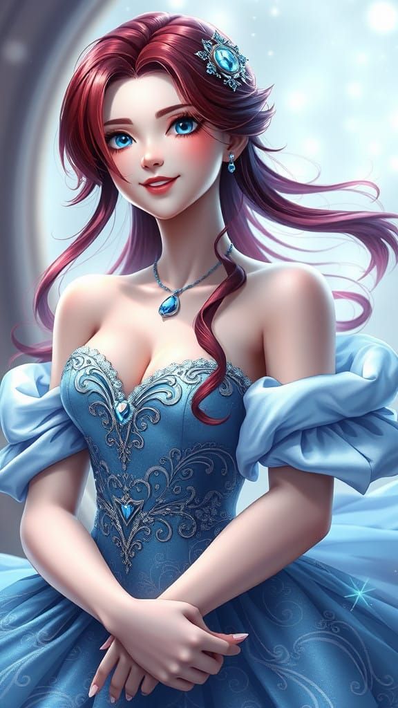 Celestial Fantasy Maiden in Majestic Ball Gown