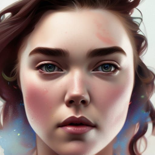 Florence Pugh Portrait in Digital Art Style