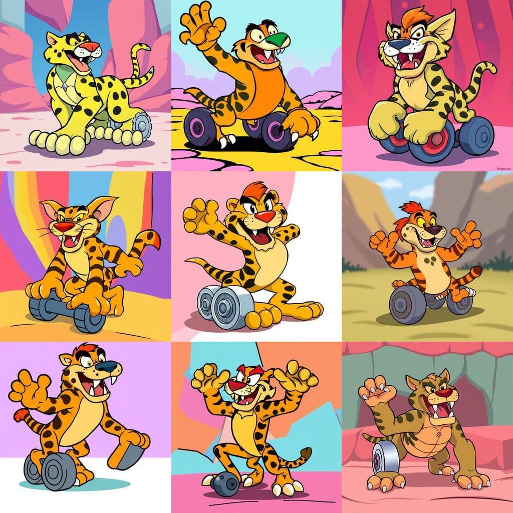 Mighty Filmation Cringer in 80s Cartoon Style with Wheels fo...