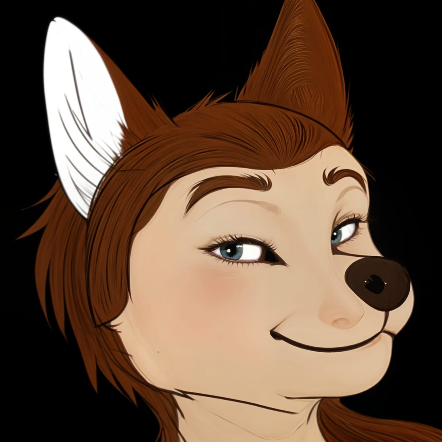 Cutesy Fox Face in Animated 2D Style