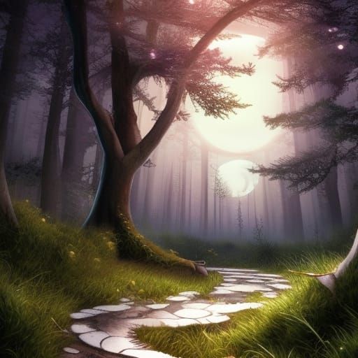 Realistic Fox in Forest Under Bright Moon