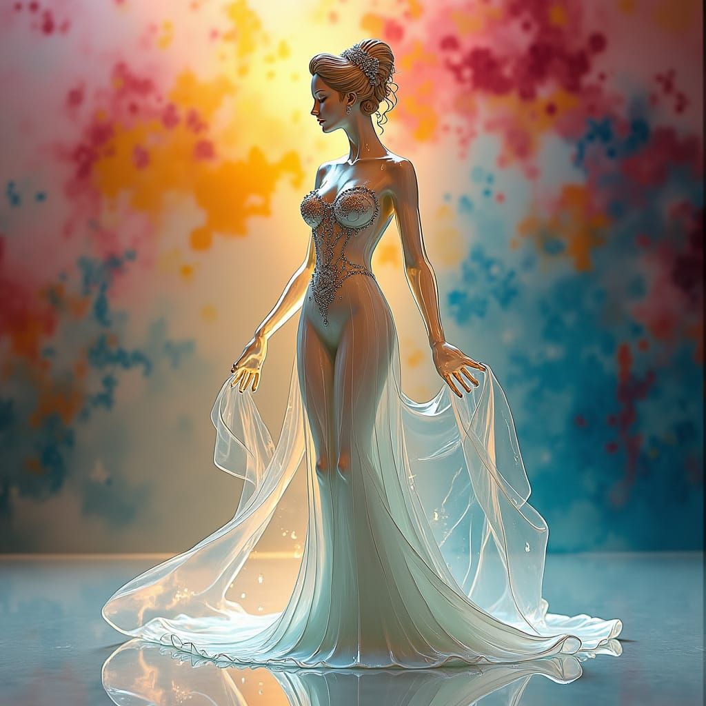 Elegant Glass Sculpture in Abstract Setting